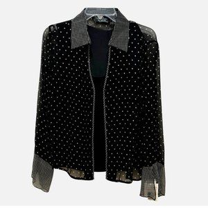 New York City Design Co Top 100% Silk Lined Buttons Front With Cami Size L NWT